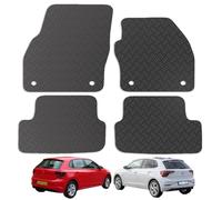 Carsio Car Mats For VW Polo 2018+ 3mm 4pc Set Tailored Fit Rubber Floor Mat Complete Accessory Black Custom Fitted - Anti-Slip Backing, Heavy Duty & Waterproof