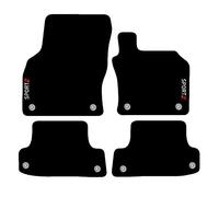 Carsio Carpet Car Mats For Audi 5 Door A3 S3 RS3 2012 to 2020 with Sport logo (8 Clips) Tailored Fit Floor Mat Complete Accessory Custom Fitted - All Weather, Anti-Slip Backing & Black Trim