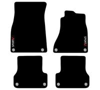 Carsio Carpet Car Mats For Audi A6 C7 2011+ Onwards with Sport logo (8 Clips) Tailored Fit Floor Mat Complete Accessory Custom Fitted - All Weather, Anti-Slip Backing & Black Trim