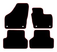 Carsio Carpet Car Mats For Audi Q3 2011 2011 to 2018 4 Piece Set with 4 Clips Tailored Fit Floor Mat Complete Accessory Black Custom Fitted - All Weather, Anti-Slip Backing & Red Trim