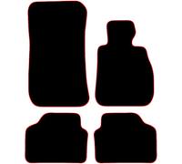 Carsio Carpet Car Mats For BMW 3 Series E90 E91 4 Piece Set Tailored Fit Floor Mat Complete Accessory Black Custom Fitted - All Weather, Anti-Slip Backing & Red Trim