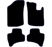 Carsio Carpet Car Mats For Citroen C1 2005 2015 4 Piece Set with 1 Clip Tailored Fit Floor Mat Complete Accessory Black Custom Fitted - All Weather, Anti-Slip Backing & Blue Trim