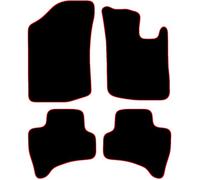 Carsio Carpet Car Mats For Citroen C1 2005 2015 4 Piece Set with 1 Clip Tailored Fit Floor Mat Complete Accessory Black Custom Fitted - All Weather, Anti-Slip Backing & Red Trim