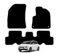 Carsio Carpet Car Mats For Citroen C4 Picasso 2014 onwards 3 Piece Set with 2 Clips Tailored Fit Floor Mat Complete Accessory Black Custom Fitted - All Weather, Anti-Slip Backing & Black Trim