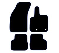 Carsio Carpet Car Mats For Fiat 500 Electric 2021+ Onwards Tailored Fit Floor Mat Set Complete Accessory Black Custom Fitted - All Weather, Anti-Slip Backing & Blue Trim