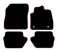 Carsio Carpet Car Mats For Ford Fiesta 2017 Onwards 4 Piece Set Tailored Fit Floor Mat Complete Accessory Black Custom Fitted - All Weather, Anti-Slip Backing & Red Trim