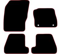 Carsio Carpet Car Mats For Ford Focus MK3 2011 to 2018 4 Piece Set with 2 Clips Tailored Fit Floor Mat Complete Accessory Black Custom Fitted - All Weather, Anti-Slip Backing & Red Trim