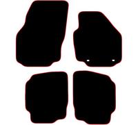 Carsio Carpet Car Mats For Ford Mondeo 2007 2013 4 Piece Set with 2 Oval Clips Tailored Fit Floor Mat Complete Accessory Black Custom Fitted - All Weather, Anti-Slip Backing & Red Trim
