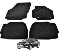 Carsio Carpet Car Mats For Ford Mondeo 2007 2013 4 Piece Set with 2 Oval Clips Tailored Fit Floor Mat Complete Accessory Black Custom Fitted - All Weather, Anti-Slip Backing & Black Trim