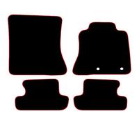 Carsio Carpet Car Mats For Ford Mustang 2015+ Onwards 4 clips Tailored Fit Floor Mat Set Complete Accessory Black Custom Fitted - All Weather, Anti-Slip Backing & Red Trim