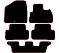 Carsio Carpet Car Mats For Hyundai Santa Fe 2012 to 2018 7 seater Tailored Fit Floor Mat Set Complete Accessory Black Custom Fitted - All Weather, Anti-Slip Backing & Red Trim