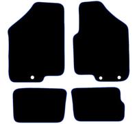Carsio Carpet Car Mats For Kia Soul (2 clips driver mat) 2008-2011 Tailored Fit Floor Mat Set Complete Accessory Black Custom Fitted - All Weather, Anti-Slip Backing & Blue Trim