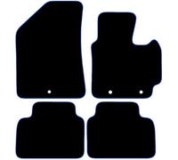 Carsio Carpet Car Mats For Kia Soul 2014 Onwards 4 Piece Set With 3 Clips Tailored Fit Floor Mat Complete Accessory Black Custom Fitted - All Weather, Anti-Slip Backing & Blue Trim