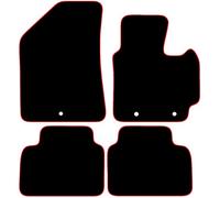 Carsio Carpet Car Mats For Kia Soul 2014 Onwards 4 Piece Set With 3 Clips Tailored Fit Floor Mat Complete Accessory Black Custom Fitted - All Weather, Anti-Slip Backing & Red Trim