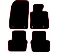 Carsio Carpet Car Mats For Mazda 2 2015 to 2022 4 Piece Set with Clips Tailored Fit Floor Mat Complete Accessory Black Custom Fitted - All Weather, Anti-Slip Backing & Red Trim