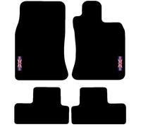 Carsio Carpet Car Mats For MINI 2001 to 2006 (R50, R53) with Union Jack Flag logo Tailored Fit Floor Mat Complete Accessory Custom Fitted - All Weather, Anti-Slip Backing & Black Trim