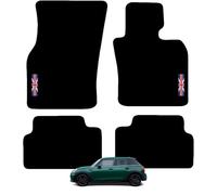 Carsio Carpet Car Mats For MINI 2015 Onwards F55 & F65 5 Door with Union Jack Flag logo Tailored Fit Floor Mat Complete Accessory Custom Fitted - All Weather, Anti-Slip Backing & Black Trim