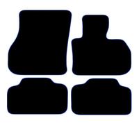 Carsio Carpet Car Mats For Mini Countryman 2017+ 4 Piece Set Tailored Fit Floor Mat Complete Accessory Black Custom Fitted - All Weather, Anti-Slip Backing & Blue Trim