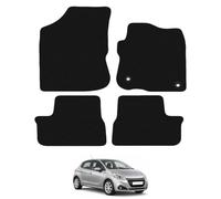 Carsio Carpet Car Mats For Peugeot 208 2012 to 2019 4 Piece Set With 2 Clips Tailored Fit Floor Mat Complete Accessory Black Custom Fitted - All Weather, Anti-Slip Backing & Black Trim