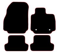 Carsio Carpet Car Mats For Renault Clio MK5 2013 onwards 4 Piece Set With 2 Clips Tailored Fit Floor Mat Complete Accessory Black Custom Fitted - All Weather, Anti-Slip Backing & Red Trim