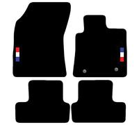 Carsio Carpet Car Mats For Renault Megane 2017+ Onwards with French Flag logo (2 Clips) Tailored Fit Floor Mat Complete Accessory Custom Fitted - All Weather, Anti-Slip Backing & Black Trim