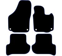 Carsio Carpet Car Mats For Skoda Yeti 2009 Onwards 4 Piece Set with 4 Clips Tailored Fit Floor Mat Complete Accessory Black Custom Fitted - All Weather, Anti-Slip Backing & Blue Trim