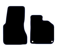 Carsio Carpet Car Mats For Smart ForTwo Coupe 2015 Onwards 2 Piece Set With 2 Clips Tailored Fit Floor Mat Complete Accessory Black Custom Fitted - All Weather, Anti-Slip Backing & Blue Trim