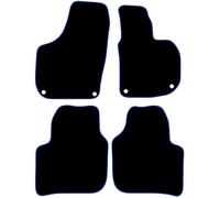 Carsio Carpet Car Mats For Superb 2008 Onwards 4 Piece Set With 4 Clips Tailored Fit Floor Mat Complete Accessory Black Custom Fitted - All Weather, Anti-Slip Backing & Blue Trim