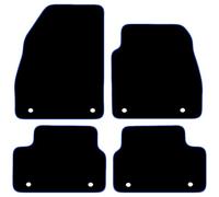 Carsio Carpet Car Mats For Vauxhall Insignia 2013 to 2017 4 Piece Set With 8 Clips Tailored Fit Floor Mat Complete Accessory Black Custom Fitted - All Weather, Anti-Slip Backing & Blue Trim