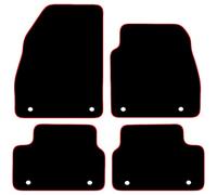 Carsio Carpet Car Mats For Vauxhall Insignia 2013 to 2017 4 Piece Set With 8 Clips Tailored Fit Floor Mat Complete Accessory Black Custom Fitted - All Weather, Anti-Slip Backing & Red Trim