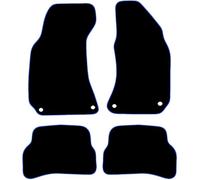 Carsio Carpet Car Mats For Volkswagen Passat B5 1996 to 2005 4 Piece Set with 4 Oval Clips Tailored Fit Floor Mat Complete Accessory Black Custom Fitted - All Weather, Anti-Slip Backing & Blue Trim