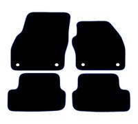Carsio Carpet Car Mats For Volkswagen Polo 2018+ 4 Piece Set Tailored Fit Floor Mat Complete Accessory Black Custom Fitted - All Weather, Anti-Slip Backing & Blue Trim