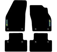 Carsio Carpet Car Mats For Volvo S40 2004 to 2012 with Swedish Flag logo Tailored Fit Floor Mat Complete Accessory Custom Fitted - All Weather, Anti-Slip Backing & Black Trim