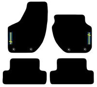 Carsio Carpet Car Mats For Volvo V40 2012 to 2015 with Swedish Flag logo Tailored Fit Floor Mat Complete Accessory Custom Fitted - All Weather, Anti-Slip Backing & Black Trim