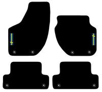Carsio Carpet Car Mats For Volvo V40 2015+ onwards with Swedish Flag logo Tailored Fit Floor Mat Complete Accessory Custom Fitted - All Weather, Anti-Slip Backing & Black Trim