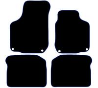 Carsio Carpet Car Mats For VW Golf MK4 & Beetle 4 Piece Set with 4 Clips Tailored Fit Floor Mat Complete Accessory Black Custom Fitted - All Weather, Anti-Slip Backing & Blue Trim