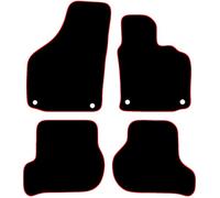Carsio Carpet Car Mats For VW Golf MK5 2007 Onwards 4 Piece Set with 4 Clips Tailored Fit Floor Mat Complete Accessory Black Custom Fitted - All Weather, Anti-Slip Backing & Red Trim