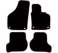 Carsio Carpet Car Mats For VW Golf MK5/Jetta 2004 2007 4 Piece Set with 4 Oval Clips Tailored Fit Floor Mat Complete Accessory Black Custom Fitted - All Weather, Anti-Slip Backing & Red Trim