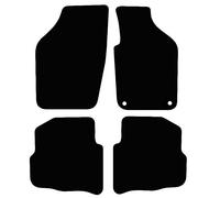 Carsio Carpet Car Mats For VW Polo 9N 2002 2005 4 Piece Set with 2 Oval Clips Tailored Fit Floor Mat Complete Accessory Black Custom Fitted - All Weather, Anti-Slip Backing & Black Trim