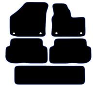 Carsio Carpet Car Mats For VW Touran 7 Seater 2006 2015 5 Piece Set Tailored Fit Floor Mat Complete Accessory Black Custom Fitted - All Weather, Anti-Slip Backing & Blue Trim