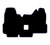 Carsio Carpet Van Cab Mats For Ford Transit 2000-2006 Tailored Fit Floor Mat Set Complete Accessory Black Custom Fitted - All Weather, Anti-Slip Backing & Blue Trim