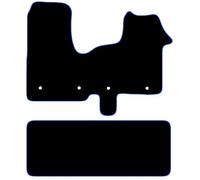 Carsio Carpet Van Cab Mats For Renault Trafic Crew Cab Van 2014-2022 Tailored Fit Floor Mat Set Complete Accessory Black Custom Fitted - All Weather, Anti-Slip Backing & Blue Trim