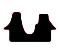 Carsio Carpet Van Cab Mats For VW Transporter T5 2003-2014 Tailored Fit Floor Mat Set Complete Accessory Black Custom Fitted - All Weather, Anti-Slip Backing & Red Trim