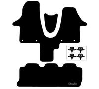 Carsio Carpet Van Cab Mats For VW Transporter T6.1 Walkthrough Tailored Fit Floor Mat Set Complete Accessory Black Custom Fitted - All Weather, Anti-Slip Backing & Black Trim