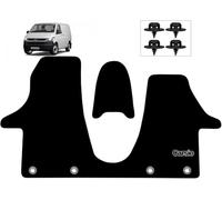 Carsio Carpet Van Cab Mats For VW Transporter T6.1 with fixings Tailored Fit Floor Mat Set Complete Accessory Black Custom Fitted - All Weather, Anti-Slip Backing & Black Trim