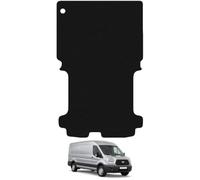 Carsio Carpet Van Cab Rear Floor Mats For Ford Transit MK8 T2 MWB L2 Van 2014+ Onwards Tailored Fit Mat Set Complete Accessory Black Custom Fitted - All Weather - Black Trim