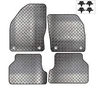 Carsio Rubber 4 Piece Car Mat Set For Ford Focus MK2 2005 to 2011 with [4 Oval Clips] Tailored Fit Floor Mat Complete Accessory Black Custom Fitted - All Weather & Heavy Duty, Anti-Slip Backing