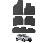 Carsio Rubber Car Mats For Hyundai Santa Fe 2006-2009 Tailored Fit Floor Mat Set Complete Accessory Black Custom Fitted - All Weather & Heavy Duty, Anti-Slip Backing with Clips
