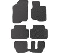 Carsio Rubber Car Mats For Kia Carens 2007 to 2012 Auto 7 Seater Tailored Fit Floor Mat Set Complete Accessory Black Custom Fitted - All Weather & Heavy Duty, Anti-Slip Backing with Clips