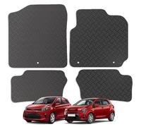 Carsio Rubber Car Mats For Kia Picanto 2017+ Onwards Tailored Fit Floor Mat Set Complete Accessory Black Custom Fitted - All Weather & Heavy Duty, Anti-Slip Backing with Clips